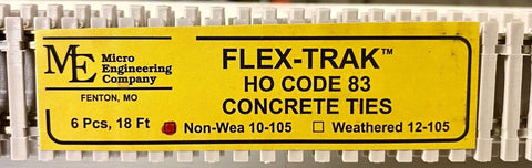 HO Scale Micro Engineering 10-105 Code 83 Concrete Ties Non-Weathered Flex-Track (6) pcs