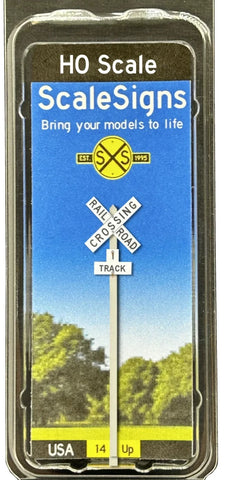 HO Scale ScaleSigns.com 2219c Railroad Crossbuck + 1 Track Sign