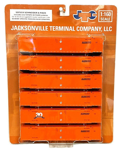 N Scale Jacksonville Terminal 537153 Schneider 8-55-8 53' Container Set (6) pcs