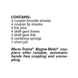 N Scale Micro Trains 102015 Unassembled Body Mount Short Shank Coupler 2 pr