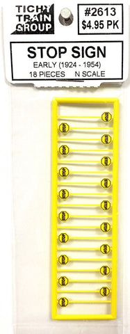 N Scale Tichy Train Group 2613 Early Yellow Stop Signs pkg (18)