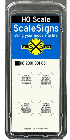 HO Scale ScaleSigns.com 21105 UP Union Pacific Grade Crossing ID Sign (4) pcs