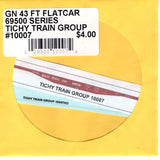 HO Scale Tichy Train 10007 GN 43' Flatcar 69500 Series Decal Set