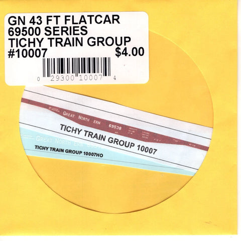 HO Scale Tichy Train 10007 GN 43' Flatcar 69500 Series Decal Set