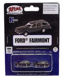 N Atlas Scale 60000163 Dark Cordovan 1978 Ford Fairmont Station Wagon 2-Pack