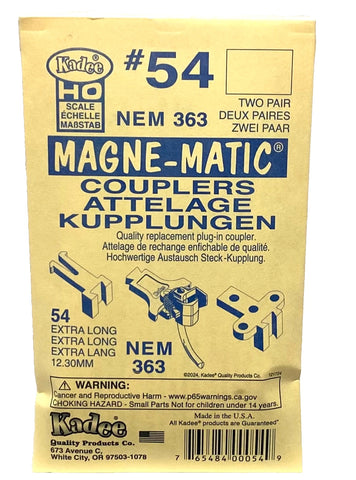 HO Scale Kadee #54 NEM 363 European-Style Couplers Extra Long (2pr)