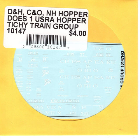 HO Scale Tichy Train 10147 D&H, C&O, NH Hopper Does 1 USRA Hopper Decal Set