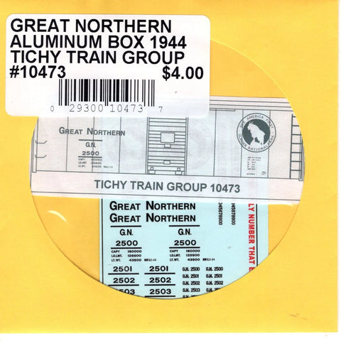 HO Scale Tichy Train 10473 GN Great Northern Aluminum Box 1944 Decal Set