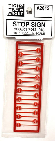 N Scale Tichy Train Group 2612 Modern Red Stop Signs pkg (18)