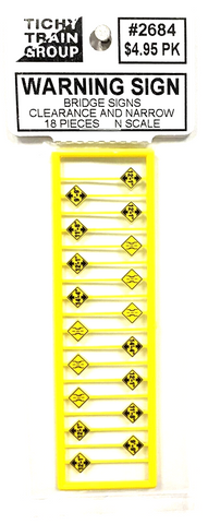 N Scale Tichy Train Group 2684 Yellow Bridge Clearance Warning Signs pkg (18)