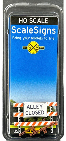 HO Scale ScaleSigns.com 403604 Type 3 Alley Closed Construction Barricade