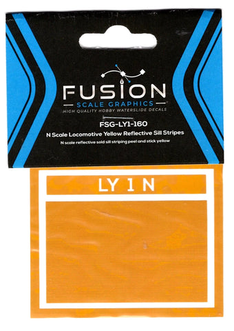 N Scale Fusion Graphics LY1-160 Locomotive Yellow Reflective Sill Stripes Decal