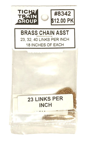 HO Scale Tichy Train Group 8342 Brass Chain Assortment 18" Long