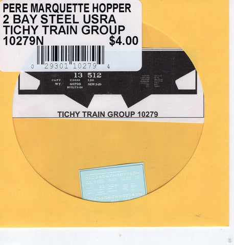 N Scale Tichy Train 10279N Pere Marquette Hopper 2 Bay Steel USRA Decal Set