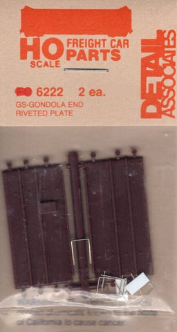 HO Scale Detail Associates 6222 GS Gondola End Riveted Plate 2 Pkg