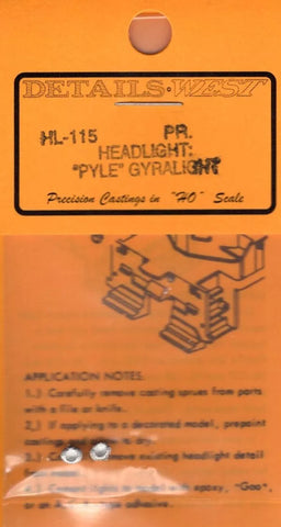 HO Scale Details West HL-115 Headlight: "Pyle" Gyralight