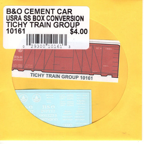 HO Scale Tichy Train 10161 B&O Cement Car USRA SS Box Conversion Decal Set