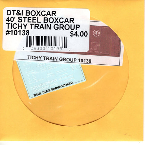 HO Scale Tichy Train 10138 DT&I Boxcar 40' Steel Boxcar Decal Set