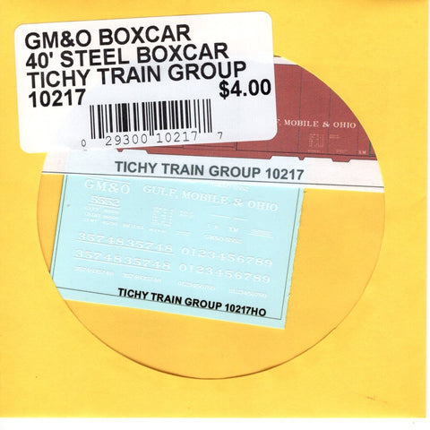 HO Scale Tichy Train 10217 GM&O 40' Steel Boxcar Decal Set