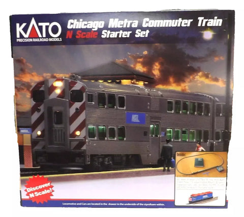 N Scale Kato 106-0032 Chicago Metra F40PH Commuter Train Starter Set w/Unitrack