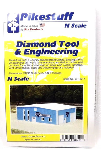 N Scale Pikestuff 541-8011 Blue 60 x 40' Diamond Tool & Engineering Building Kit