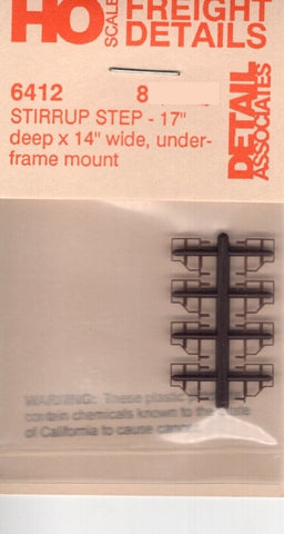 HO Scale Detail Associates 6412 Stirrup Step - 17" Deep x 14" Wide, Underframe