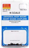 N Scale Micro Trains 102003 Assembled Body Mount Short Shank Coupler pkg (2)