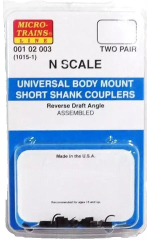 N Scale Micro Trains 102003 Assembled Body Mount Short Shank Coupler pkg (2)
