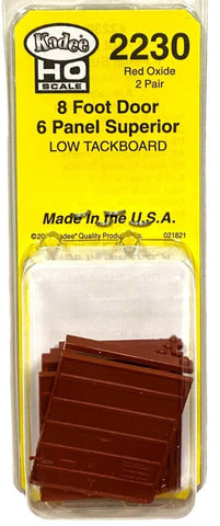 HO Scale Kadee 2230 8' Superior 6 Panel Boxcar Doors Low Tack Board Oxide Red