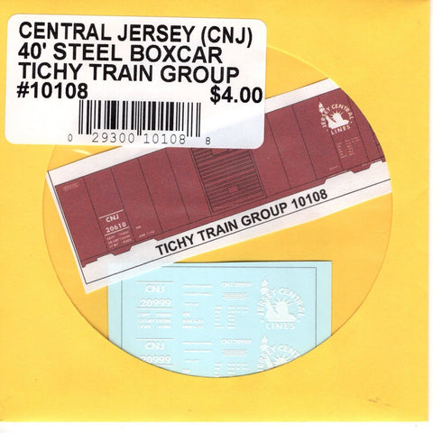 HO Scale Tichy Train 10108 Central Jersey (CNJ) 40' Steel Boxcar Decal Set