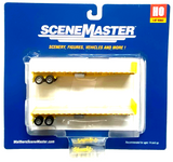 HO Scale Walthers SceneMaster 949-2702 Yellow 40' Flatbed Trailer 2-Pack