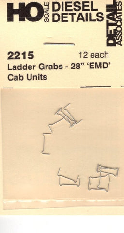 HO Scale Detail Associates 2215 Ladder Grabs - 28" 'EMD' Cab Units 12 Each