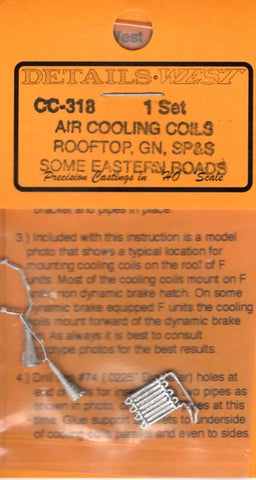 HO Scale Details West CC-318 1 Set Air Cooling Coils Rooftop, GN, SP&S