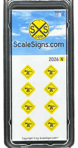 N Scale ScaleSigns.com 2026 Low Ground Clearance Grade Crossing Sign (8) pcs