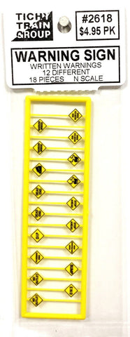 N Scale Tichy Train Group 2618 Yellow Written Warning Signs pkg (18)