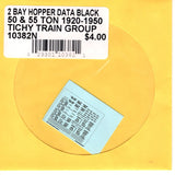N Scale Tichy Train 10382N 2 Bay Hopper Data Black 50&55 Ton 1920-1950 Decal Set