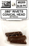 HO Scale Tichy Train Group 8269 .08" Diameter Conical Head Rivet pkg (96)