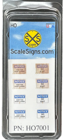 HO Scale ScaleSigns.com 7001 Keep This Door Closed & No Exit Sign (8) pcs
