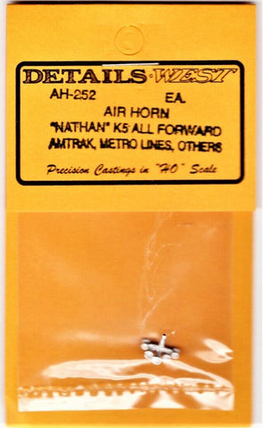 HO Scale Details West AH-252 Nathan Air Horn K5 Low Profile w/All Bells Forward