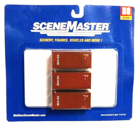 HO Scale Walthers SceneMaster 949-18055 Triton 20' Corrugated Container 3-Pack