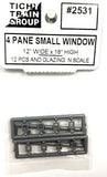 N Scale Tichy Train Group 2531 Small 4-Pane 12" x 18" Window (12) pcs