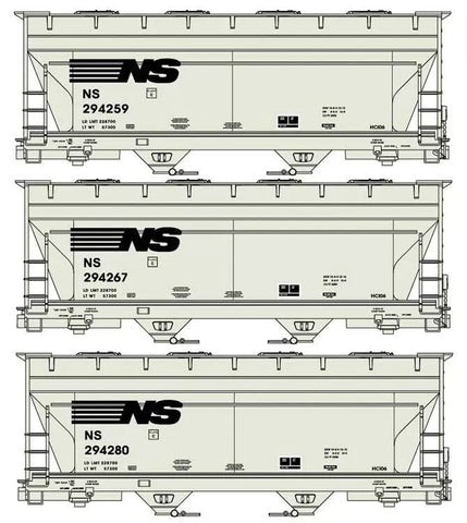 HO Accurail 6167 Norfolk Southern ACF 2-Bay Covered Hopper 3-Pack