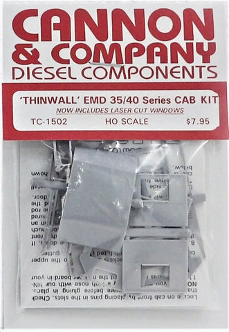 HO Scale Cannon & Company TC-1502 EMD 35/40 Line Hood Unit Thin Wall Cab Kit