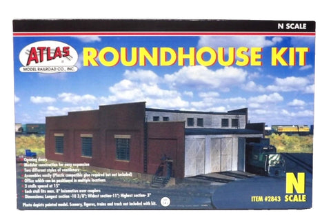 N Scale Atlas 2843 3-Stall Brick Roundhouse Building Kit