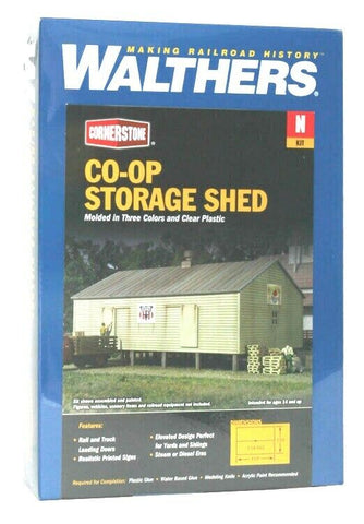 N Scale Walthers Cornerstone 933-3230 Co-Operative Storage Shed on Pilings Kit