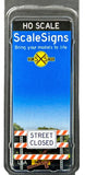 HO Scale ScaleSigns.com 400363 Type 3 Street Closed Construction Barricade