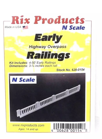 N Scale Rix Products 628-154 1930's Highway Overpass Railings Kit (4) pcs