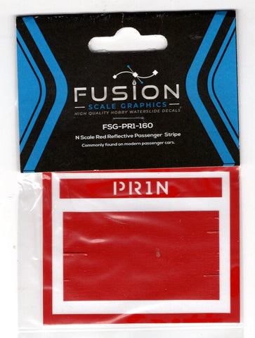 N Scale Fusion Graphics PR1-160 Passenger Car Red Reflective Markings Decal Set