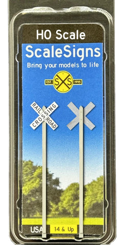 HO Scale ScaleSigns.com 2069c New Railroad Crossbuck (2) pcs