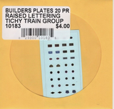 HO Scale Tichy Train 10183 Builders Plates 20PR Raised Lettering Decal Set